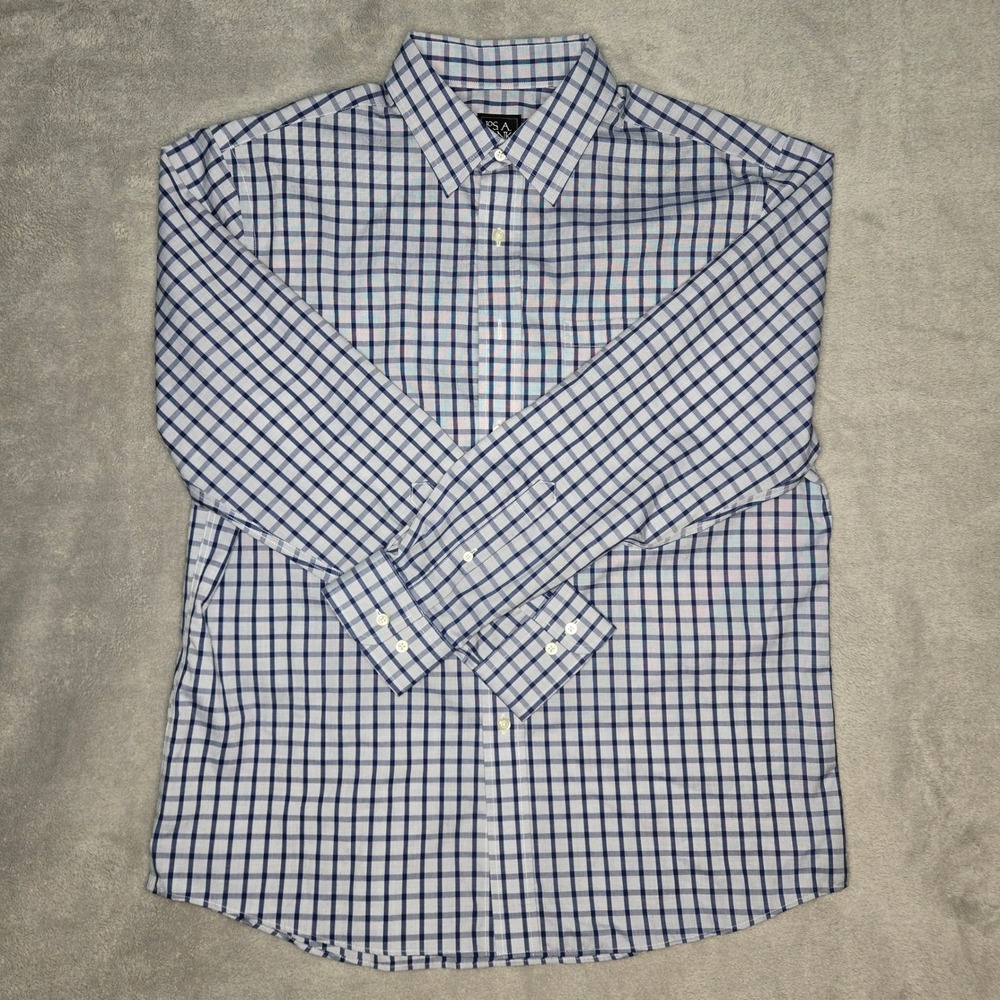 Jos. A. Bank Traveler Tailored Fit Button Down Shirt Bundle Mens L Gingham Blue - Picture 9 of 13